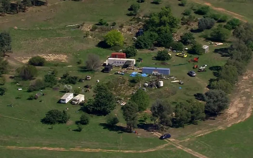 An aerial image of the Walwa property where Dezi Freeman was reportedly located this morning.