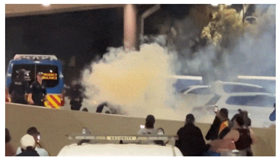 A riot broke out outside Alice Springs Hospital after protesters learnt that Lewis was inside. (Supplied)